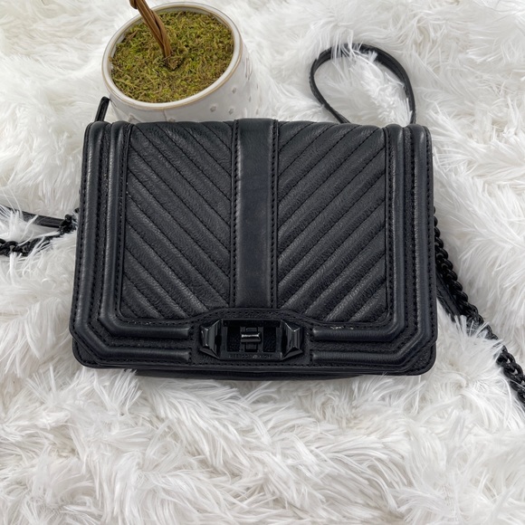 Rebecca Minkoff Handbags - Rebecca Minkoff Chevron Quilted Black Crossbody Bag